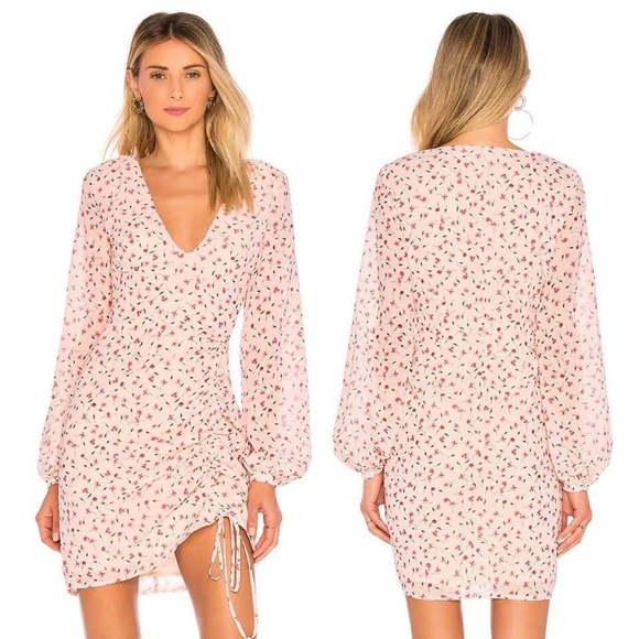 L’ACADEMIE Amber Floral Long Sleeve Mini Dress in Pink - Picture 1 of 10